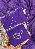 Premium Muslin Purple Traditional Wear Hand Work Readymade 3 Pcs Kurti 